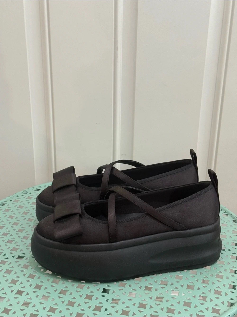 Charles & Keith Black Brantley Bow Platform Mary Janes - 38 (7.5)